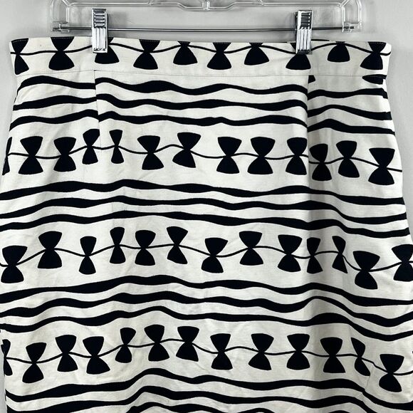 Louis Feraud Vintage Kite String Bow Pencil Skirt 16 Cream Black Linen blend - Picture 2 of 15